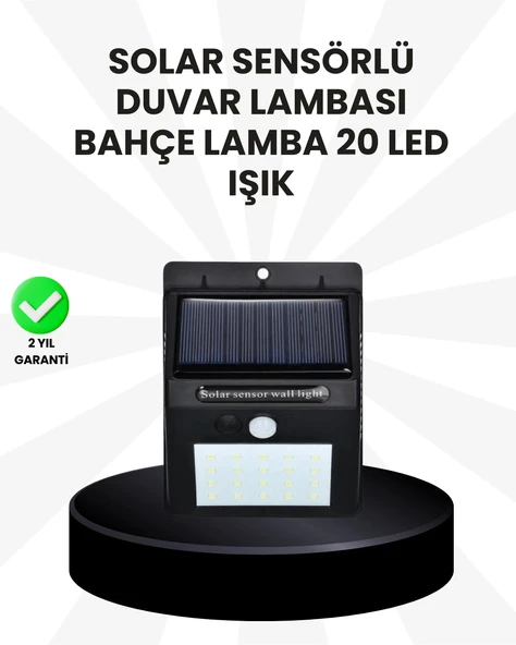 Su Geçirmez IP65 20 LED Solar Sensörlü Bahçe ve Veranda Aydınlatma ürün görseli 1