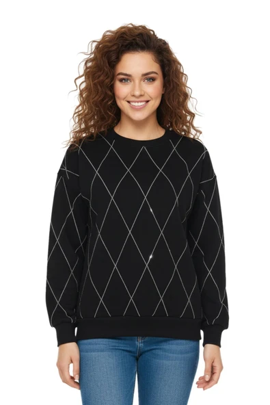 Kadın Sıfıryaka Sweatshirt Taşlı BGL-ST05060 ürün görseli 1