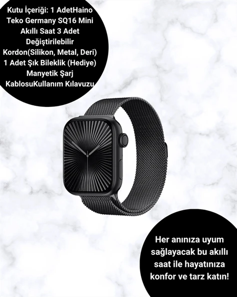 SQ-16 Mini Series 10 – Dokunmatik Akıllı Saat | Kalp Ritmi, SpO2, Uyku Takibi ürün görseli 1