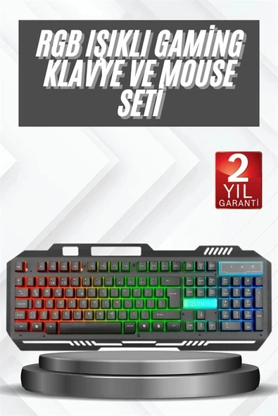 Işıklı  Q Klavye Mouse Seti Siyah   Klavye - Resim 2
