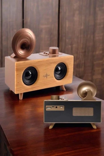 Bluetooth Hoparlör Ahşap Klasik Retro Gramofon Bluetooth Müzik Kutusu ürün görseli 1