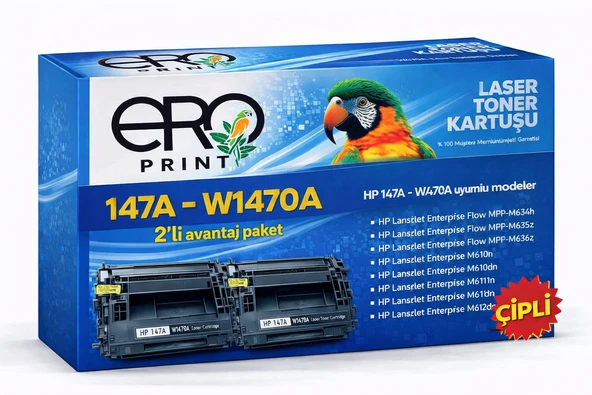 HP 147X - W1470X Çipli Muadil Toner - 25200 Sayfalık - 2'li Avantaj Paket ürün görseli 1