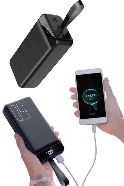 Taşınabilir Powerbank 50.000 mAh 4 Girişli Hızlı Şarj Led Göstergeli Fenerli Şarj ürün görseli 1