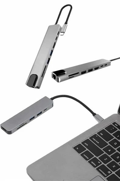 Çevirici Dönüştürücü Adaptör Macbook 3 In 1 Type-C To Hdmı USB 3.0 ürün görseli 1