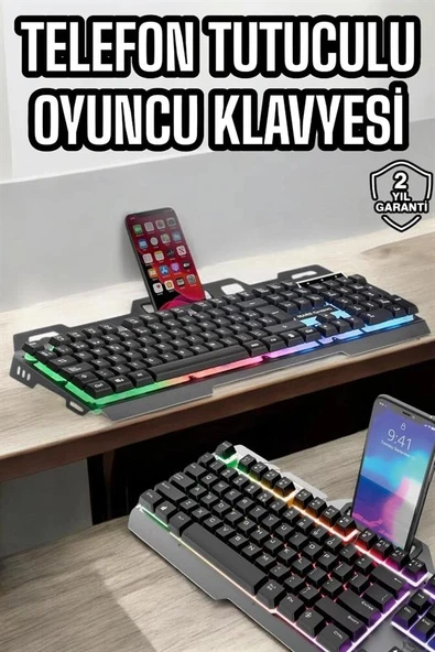 Klavyesi Q Klavye RGB Işıklı Mouse Hediyeli - Resim 2