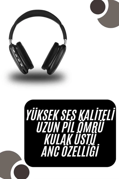 Kulak Üstü Kablosuz Bluetooth Kulaklık Yumuşak Süngerli SD Kart Girişli ürün görseli 1