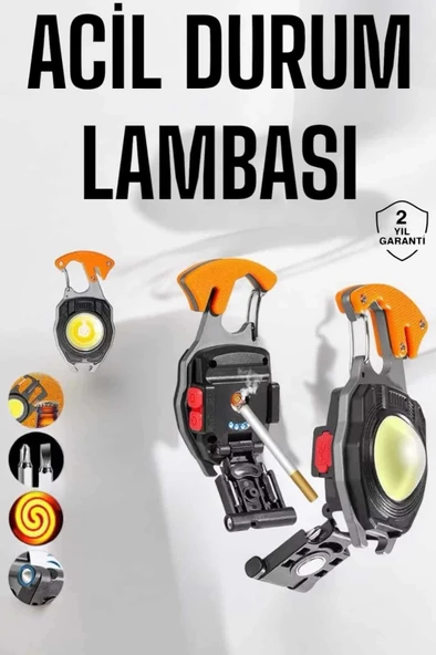 yeni nesil Kamp Feneri Çok Fonksiyonlu Fener Anahtarlık Usb Çakmaklı Cam Kırıcı Kemer Kesici Açacak ürün görseli 1