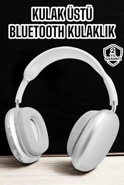 P9 Plus Kablosuz Kulak Üstü Bluetooth Kulaklık Beyaz Yüksek Ses Kaliteli ürün görseli 1