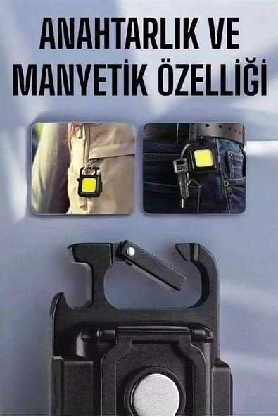 Anahtarlık Çok Amaçlı Mıknatıslı Taşınabilir Işık Led Şarjlı ürün görseli 1