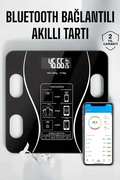 Akıllı Tartı Bluetooth Bağlantılı Yağ Ölçebilen Tartı Yeni Nesil ürün görseli 1