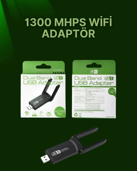 USB 3.0 Wireless Adaptör – 2.4GHz & 5GHz Destekli ürün görseli 1