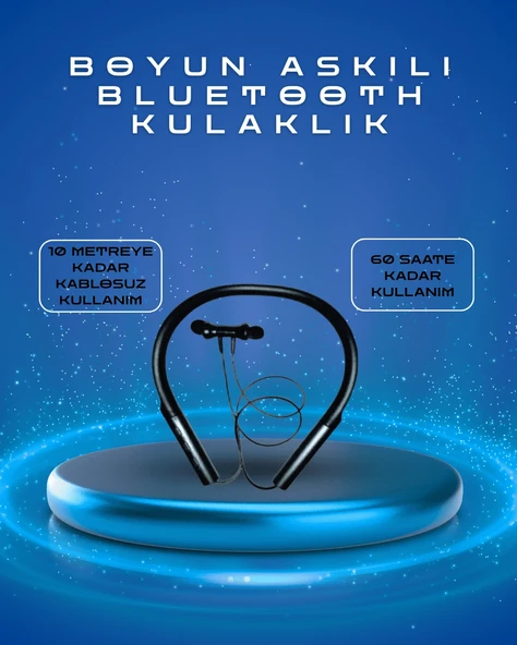 Polygold PG-100 Type-C Şarjlı Bluetooth Kulaklık – Boyun Askılı, Uzun Pil Ömürlü, Mikrofonlu ürün görseli 1