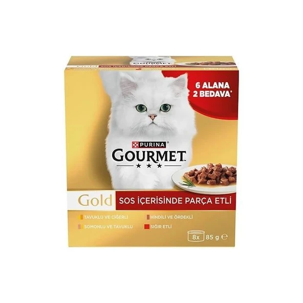 Gourmet Gold Parça Etli Karışık Kedi Konservesi 85 gr (6+2) ürün görseli 1