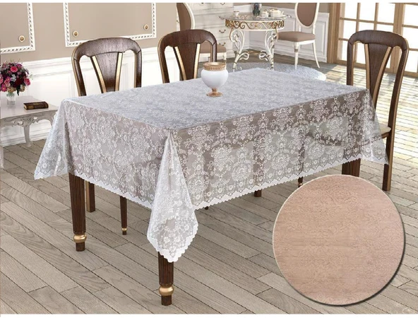 Örme Pano Desenli Masa Örtüsü 160x220 Bahar Cappuccıno ürün görseli 1