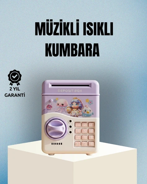 Işıklı Sesli Şifreli Otomatik Para Çeken Kumbara Mor ürün görseli 1