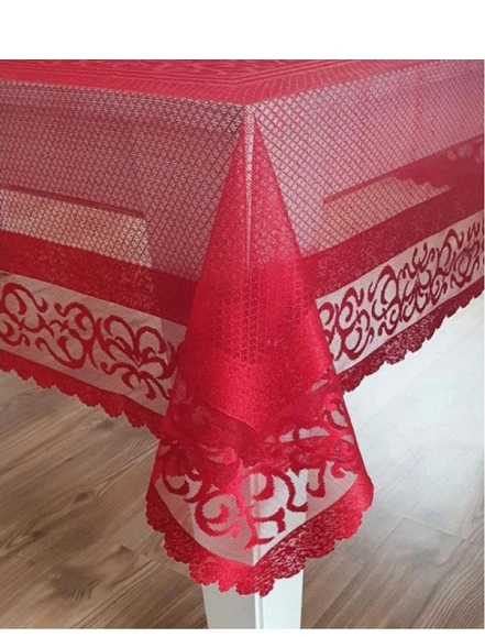Raşel Örme 140x180 Pano Desenli Masa Örtüsü Kırmızı ürün görseli 1