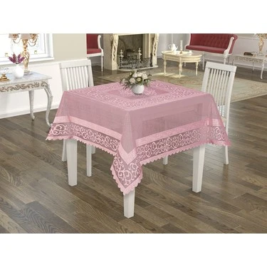 Raşel Örme 160x160 Pano Desenli Masa Örtüsü PEMBE ürün görseli 1