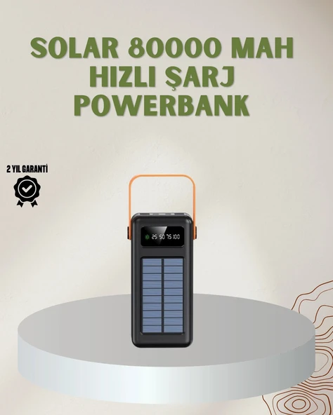 Powerbank Solar Fenerli Çoklu Kablolu Taşınabilir Şarj Aleti ürün görseli 1