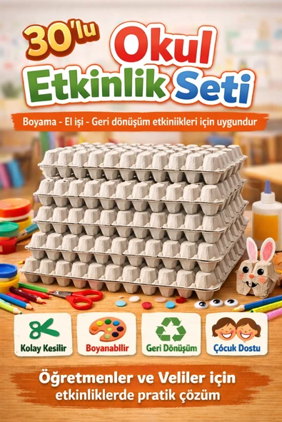 Kalite Meraklıları 30’lu Okul Etkinlik Seti 10 Adet | Yumurta Viyolü | El İşi & Geri Dönüşüm (300 Göz) - yumurta kutusu ürün görseli 1