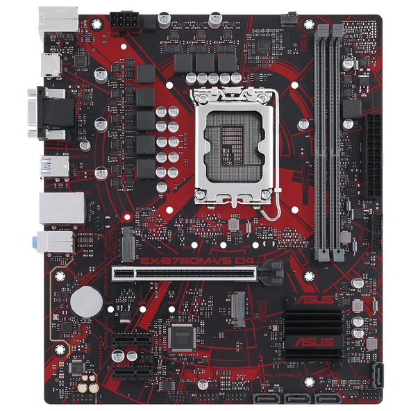 ASUS EX-B760M-V5 D4-CSM 5333MHz(OC) DDR4 Soket 1700 M.2 HDMI DP mATX Anakart ürün görseli 1