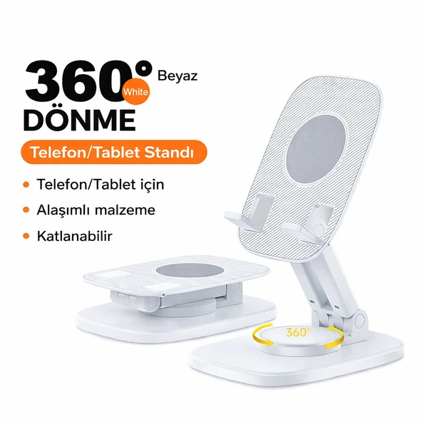 Alaşımlı Gövde  360  Dönme Özellikli Katlanabilir Telefon ve Tablet Standı ürün görseli 1
