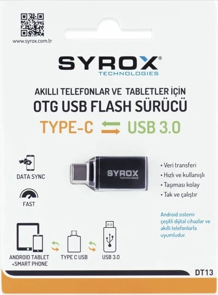 Syrox Type C - USB 3.0 Otg USB Flash Dönüştürücü ürün görseli 1