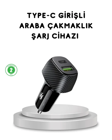 38W Araç Şarj Cihazı Type-C PD USB Hızlı Şarj Çift Port ürün görseli 1