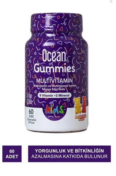 Ocean Gummies Multivitamin Kids Takviye Edici Gıda 60 Adet Çİğnenebilir Jel Form ürün görseli 1