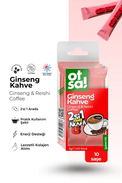 Otsa 2si 1 Arada Ginseng & Reishi Ve Sabah Kahvesi Şeker Ilavesiz Ginseng Stick Kahve ürün görseli 1