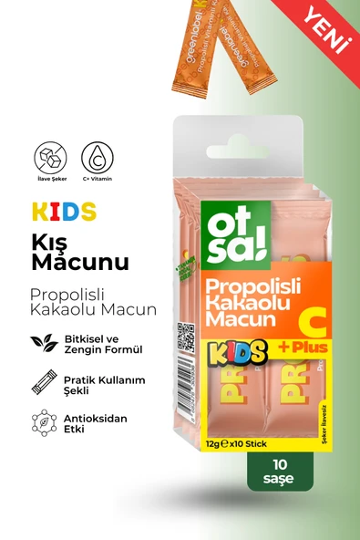 Greenlabel Otsa Kids Kış Macunu Stick 12g X 10 Adet - Ballı, Propolisli, Kakao Aromalı ürün görseli 1