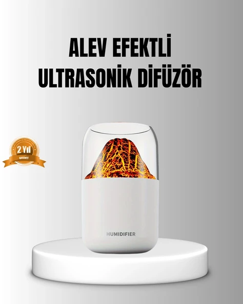 Alev Efektli Ultrasonik Uçucu Yağ Difüzörü 280ml Su Tanklı ve Sessiz Çalışma Özellikli ürün görseli 1