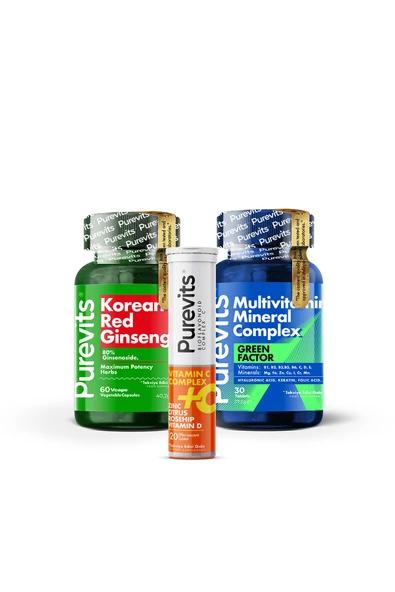 Purevits Yüksek Kalite Yaşam Seti – Multivitamin, C Vitamini, Ginseng Desteği ürün görseli 1