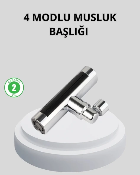 360° Dönebilen Musluk Başlığı 4 Fonksiyonlu Su Tasarruflu ve Dayanıklı ürün görseli 1