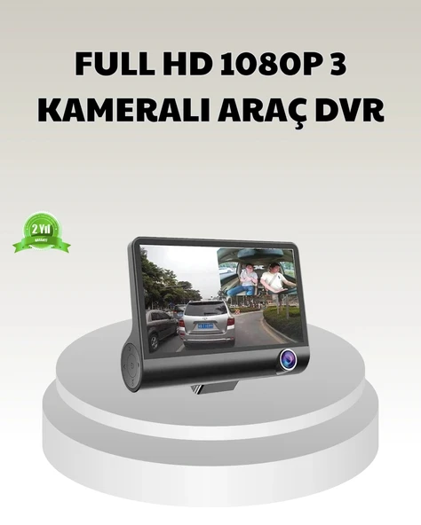 Araç DVR Kamerası 3’lü 170° Geniş Açılı Full HD ve Park Destekli ürün görseli 1