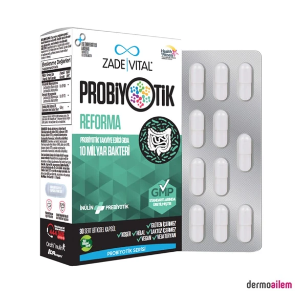 Zade Vital Probiyotik Reforma Takviye Edici Gıda 30 Bitkisel Kapsül ürün görseli 1