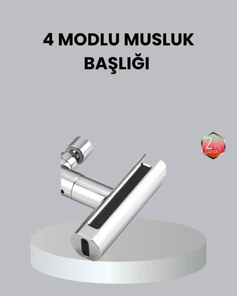 ABS Pirinç Alaşımlı Musluk Başlığı 4 Modlu 360° Dönebilen ve Ekonomik ürün görseli 1
