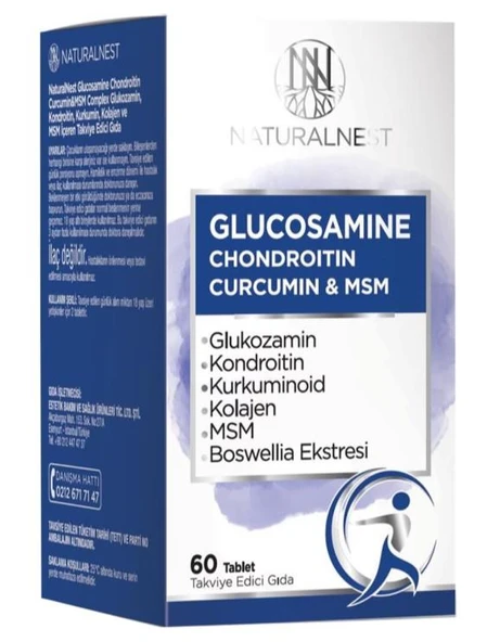 NaturalNest Glucosamine Chondroitin MSM 60 Tablet ürün görseli 1