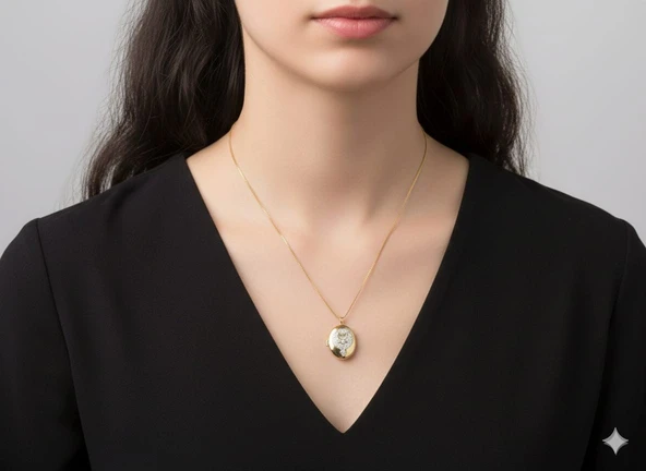 Akfecan Çelik 316L Zirkon Taşlı Içi Açılır Alya Kolye ürün görseli 1