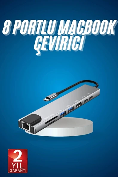 8 Port Çoklayıcı Macbook Ile Uyumlu Çoğaltıcı Type-C dönüştürücü TF SD kart ürün görseli 1