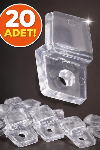DESIPHON 20 Ad. Şeffaf Plastik Ayna Tırnağı Cam Tutucu Duvara Ayna Sabitleme Aparatı Vida Dahil ürün görseli 1