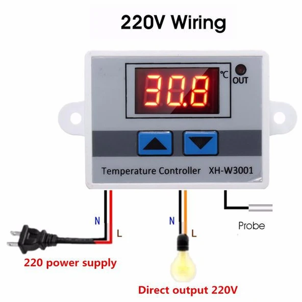 W3001 Dijital Termostat XH W3001 220V Termostat Sıcaklık Kontrol Cihazı ürün görseli 1