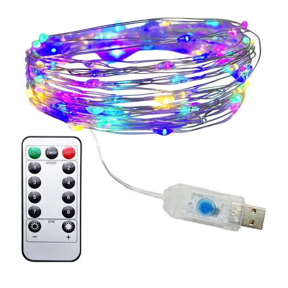 UpWay 10 Metre Çok Renk Kumandalı 100 Led Işık - USB Dekoratif Aydınlatma ürün görseli 1