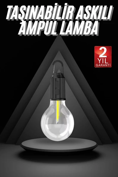 3 Farklı Mod LED'li Şarjlı Asma Kancalı Kamp Lambası Taşınabilir Ampul ürün görseli 1