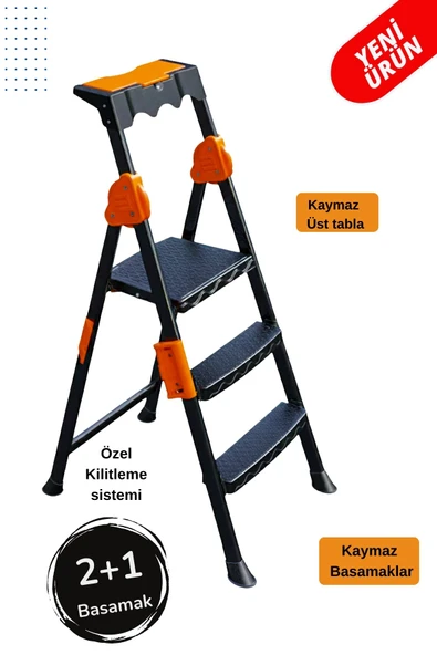 Mensa Plus 2+1 Basamaklı Metal Merdiven, MENSA2 ürün görseli 1