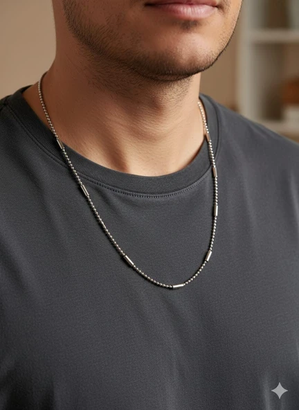 Akfecan Çelik Unisex Kadın Erkek Kolye ürün görseli 1