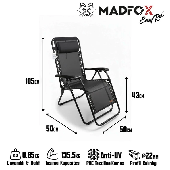 Madfox EasyRest Katlanır Şezlong Sandalye - Resim 3