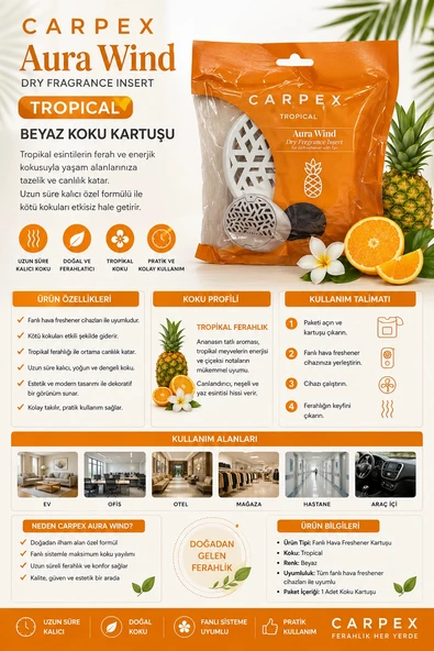 Carpex Aura Wind Beyaz Tropical Koku Kartuşu ürün görseli 1