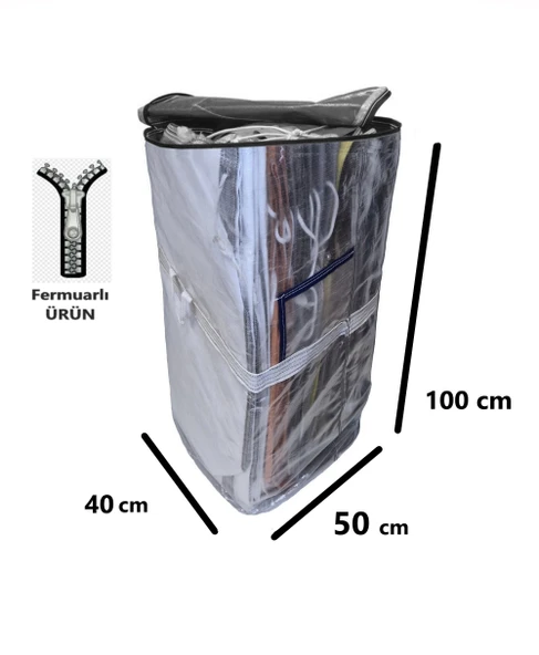 Ev-iş Branda Taşıma Çuvalı 50x40+100cm Fermuarlı Ve Cepli 170gr.Tekstil Çuvalı- (ŞEFFAF) ürün görseli 1