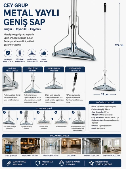 Cey Grup Metal Yaylı Geniş Sap - Resim 2