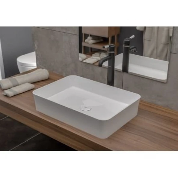 Bocchi Slim Line Dikdörtgen Lavabo 55x38 cm Beyaz 1476-001-0125 ürün görseli 1
